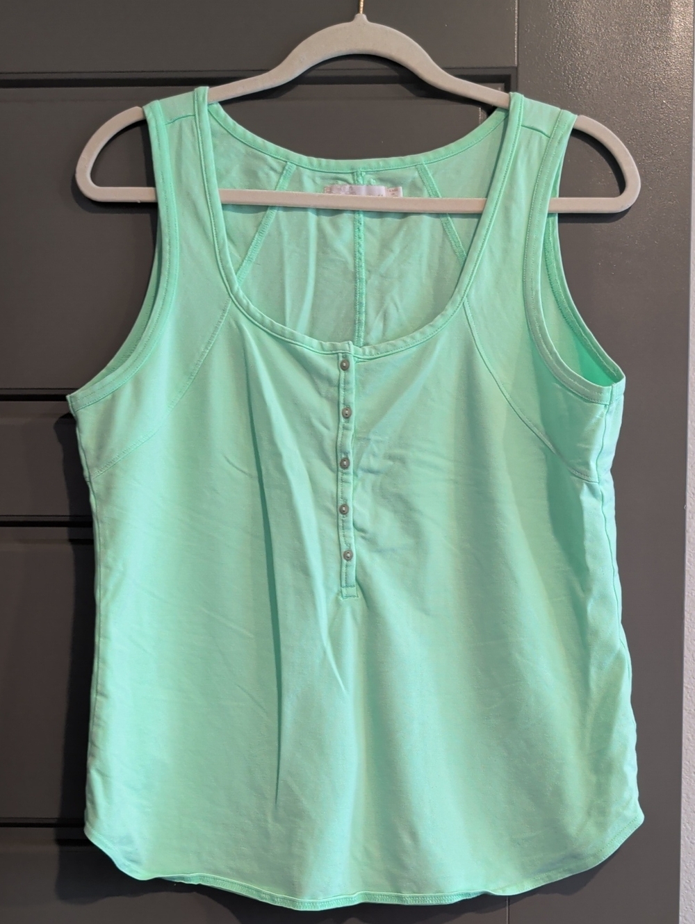 Prana Mint Henley Tank Top - Button Front Scoop Neck
